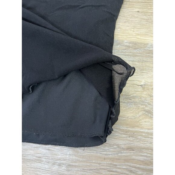 Vtg Y2k Top Small Black Pink Mesh Lettuce Hem Floral Embroidered Fairy Made USA - Picture 7 of 9